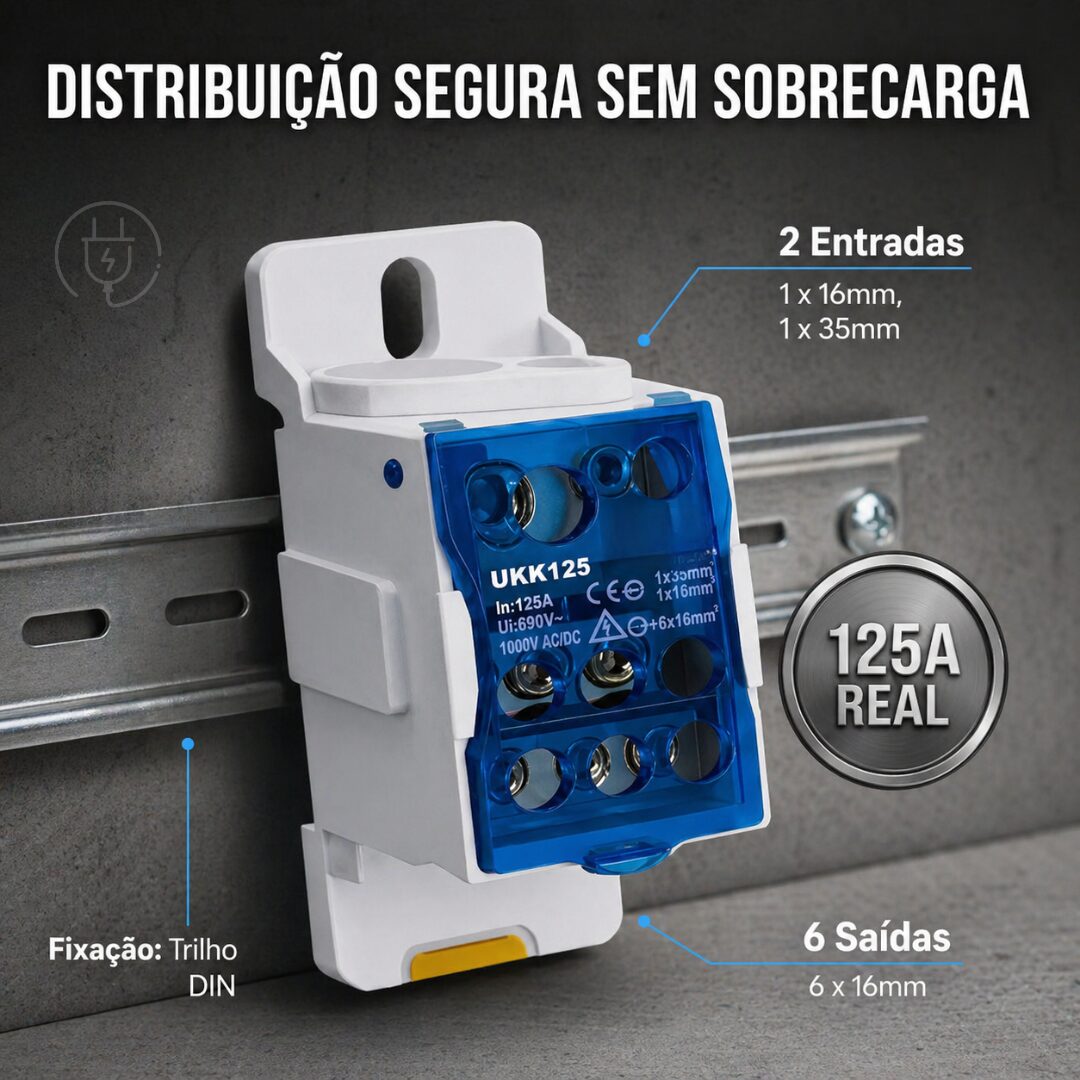 BLOCO DE DISTRIBUIÇÃO UKK125A P/ TRILHO DIN - Imagem 12