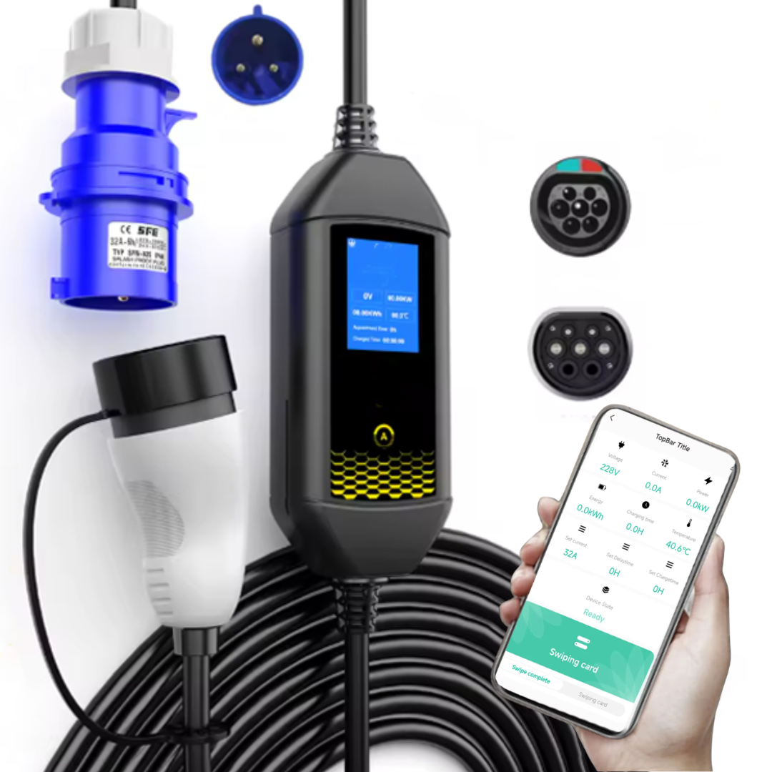 CARREGADOR PORTÁTIL PARA CARRO ELÉTRICO 7KW 32A WIFI APP